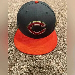 CHICAGO BEARS FOOTFALL FLAT BRIM HAT NEW ERA 59 FIFTY FITTED SIZE 7 1/8